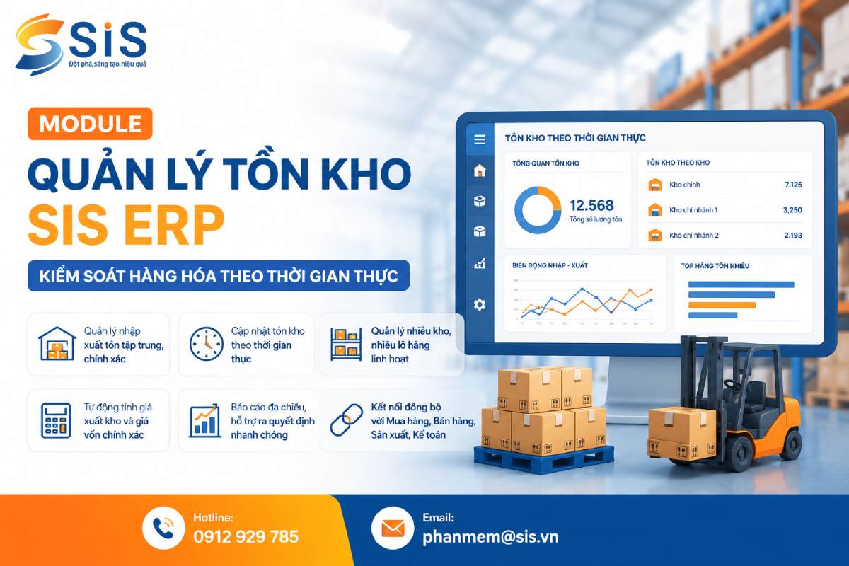 Module Quản l&yacute; tồn kho SIS ERP: Kiểm so&aacute;t h&agrave;ng h&oacute;a theo thời gian thực